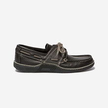 Load image into Gallery viewer, GLOBEK Men&#39;s Boat Shoes Black Leather
