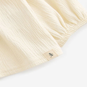 Cream Long Sleeve Gathered Neck Blouse (3mths-6yrs)