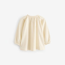 Load image into Gallery viewer, Cream Long Sleeve Gathered Neck Blouse (3mths-6yrs)

