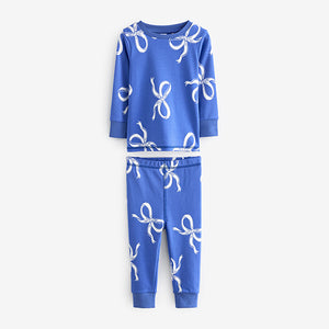 Blue/ Cream Bow Snuggle Pyjamas 3 Pack (1.5 yrs-9yrs)