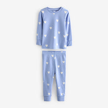 Load image into Gallery viewer, Blue/ Cream Bow Snuggle Pyjamas 3 Pack (1.5 yrs-9yrs)
