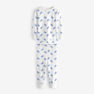 Blue/ Cream Bow Snuggle Pyjamas 3 Pack (1.5 yrs-9yrs)