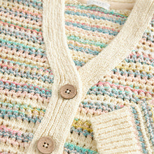 Load image into Gallery viewer, Rainbow Crochet Cardigan (6-9yrs)
