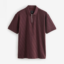 Load image into Gallery viewer, Burgundy Red Regular Fit Smart Quarter Zip Polo Shirt
