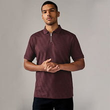 Load image into Gallery viewer, Burgundy Red Regular Fit Smart Quarter Zip Polo Shirt
