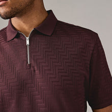 Load image into Gallery viewer, Burgundy Red Regular Fit Smart Quarter Zip Polo Shirt

