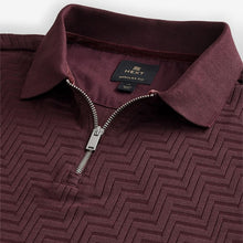 Load image into Gallery viewer, Burgundy Red Regular Fit Smart Quarter Zip Polo Shirt
