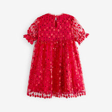 Load image into Gallery viewer, Red Sequin Mesh Flower Party Dress (3-11yrs)
