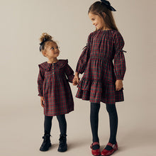 Load image into Gallery viewer, Red Tartan Long Sleeve 100% Cotton Peter Pan Collar Dress (3mths-6yrs)
