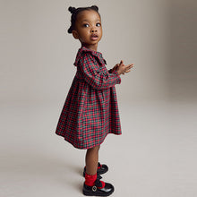 Load image into Gallery viewer, Red Tartan Long Sleeve 100% Cotton Peter Pan Collar Dress (3mths-6yrs)
