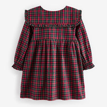 Load image into Gallery viewer, Red Tartan Long Sleeve 100% Cotton Peter Pan Collar Dress (3mths-6yrs)
