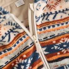 Load image into Gallery viewer, Blue/ Orange Print Baby Cosy Fleece Jacket with 3d Ears (0mths-18mths)
