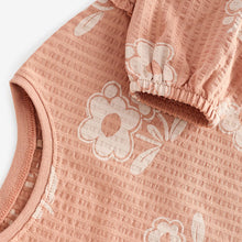 Load image into Gallery viewer, Peach Pink Flower 100% Cotton Long Sleeve Textured Top (3mths-6yrs)
