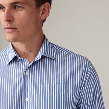 Load image into Gallery viewer, Blue/White 100% Cotton Stripe Long Sleeve Shirt
