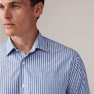 Blue/White 100% Cotton Stripe Long Sleeve Shirt