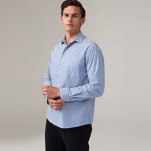 Blue/White 100% Cotton Stripe Long Sleeve Shirt