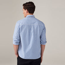Load image into Gallery viewer, Blue/White 100% Cotton Stripe Long Sleeve Shirt
