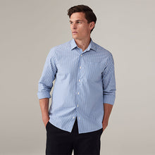Load image into Gallery viewer, Blue/White 100% Cotton Stripe Long Sleeve Shirt
