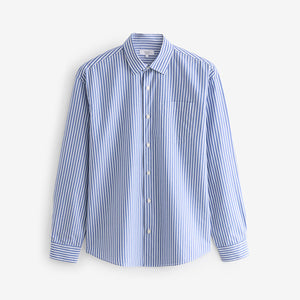 Blue/White 100% Cotton Stripe Long Sleeve Shirt