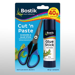 Bostik Cut N Paste 40G Glue Stick+Scissors