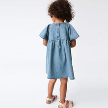 Load image into Gallery viewer, Denim Blue Angel Sleeve Cotton Dress (3mths-6yrs)
