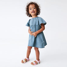Load image into Gallery viewer, Denim Blue Angel Sleeve Cotton Dress (3mths-6yrs)
