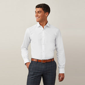 White Slim Fit Single Cuff Easy Care Shirt