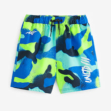 Load image into Gallery viewer, Blue/ Green Spray Paint Swim Shorts (3-12yrs)
