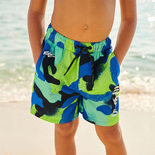 Load image into Gallery viewer, Blue/ Green Spray Paint Swim Shorts (3-12yrs)
