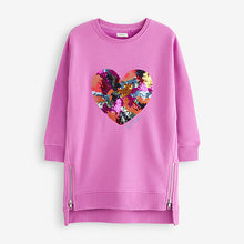 Load image into Gallery viewer, Purple Sequin Heart Next Jumper Dress (3-12yrs)
