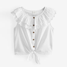 Load image into Gallery viewer, White Frill Collar Tie Front Blouse (3-12yrs)
