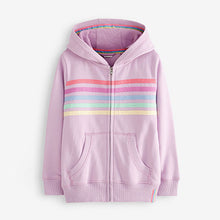 Load image into Gallery viewer, Lilac Purple Rainbow Stripe Soft Touch Hoodie Jersey (3-12yrs)

