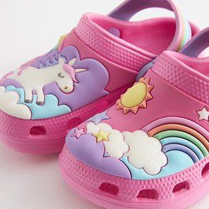 Pink Unicorn Clogs With Ankle Strap (Younger Girls)