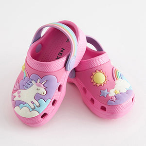 Pink Unicorn Clogs With Ankle Strap (Younger Girls)
