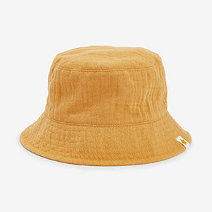 Ochre Yellow Puff Fabric Bucket Hat (1-6yrs)