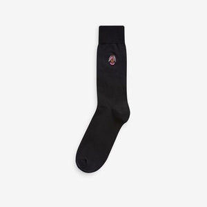 Black Summer Dogs 5 Pack Embroidered Socks