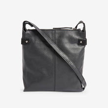 Load image into Gallery viewer, Black Leather Pocket Messenger Bag
