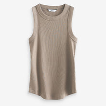 Load image into Gallery viewer, Taupe Brown Ribbed Racer Tank Vest Sleeveless Top
