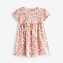 Load image into Gallery viewer, Pink Ditsy Short Sleeve Cotton Jersey Dress (3mths-6yrs)
