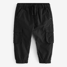 Load image into Gallery viewer, Black Lined 100% Cotton Cargo Trousers (3mths-6yrs)

