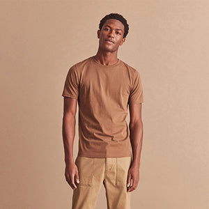 Tan Brown Slim Essential Crew Neck T-Shirt