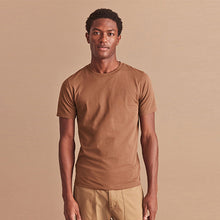 Load image into Gallery viewer, Tan Brown Slim Essential Crew Neck T-Shirt
