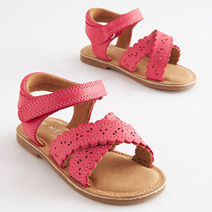 Pink Crossover Ankle Strap Sandals (Younger Girls)