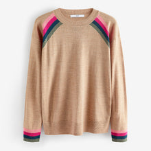 Load image into Gallery viewer, Camel Rainbow Cosy Crew Neck Long Sleeve Jumper
