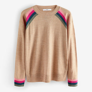 Camel Rainbow Cosy Crew Neck Long Sleeve Jumper