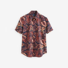 Load image into Gallery viewer, Navy Blue/ Burgundy Hawaiian Printed Short Sleeve Shirt
