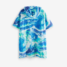 Load image into Gallery viewer, Blue TowelIing Tie Dye Poncho (3-12yrs)
