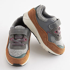 Grey/Tan Elastic Lace Trainers (Younger Boys)