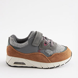 Grey/Tan Elastic Lace Trainers (Younger Boys)