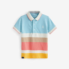 Load image into Gallery viewer, Multicolour Pastels Short Sleeve Stripe Pique Jersey Polo Shirt (3mths-6yrs)
